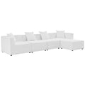 Saybrook 5-Piece Outdoor Patio Upholstered Sectional Sofa - White (2 Armless Chairs, 2 Corner Chairs, Ottoman)