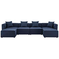 Saybrook 6-Piece Outdoor Patio Upholstered Sectional Sofa - Navy (2 Armless Chairs, 2 Corner Chairs, 2 Ottomans)