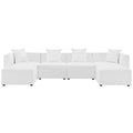 Saybrook 6-Piece Outdoor Patio Upholstered Sectional Sofa - White (2 Armless Chairs, 2 Corner Chairs, 2 Ottomans)