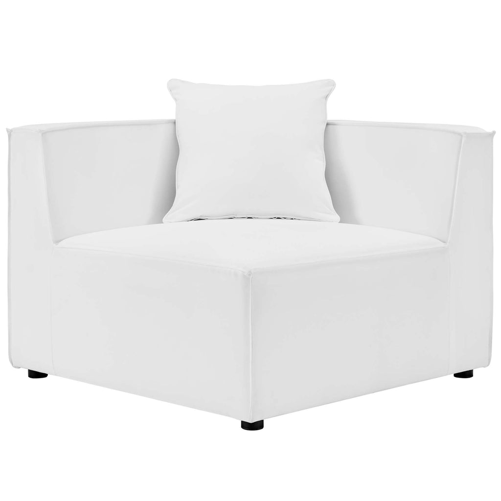 Saybrook 6-Piece Outdoor Patio Upholstered Sectional Sofa - White (2 Armless Chairs, 2 Corner Chairs, 2 Ottomans)