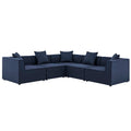 Saybrook 5-Piece Outdoor Patio Upholstered Sectional Sofa - Navy (2 Armless Chairs, 3 Corner Chairs)