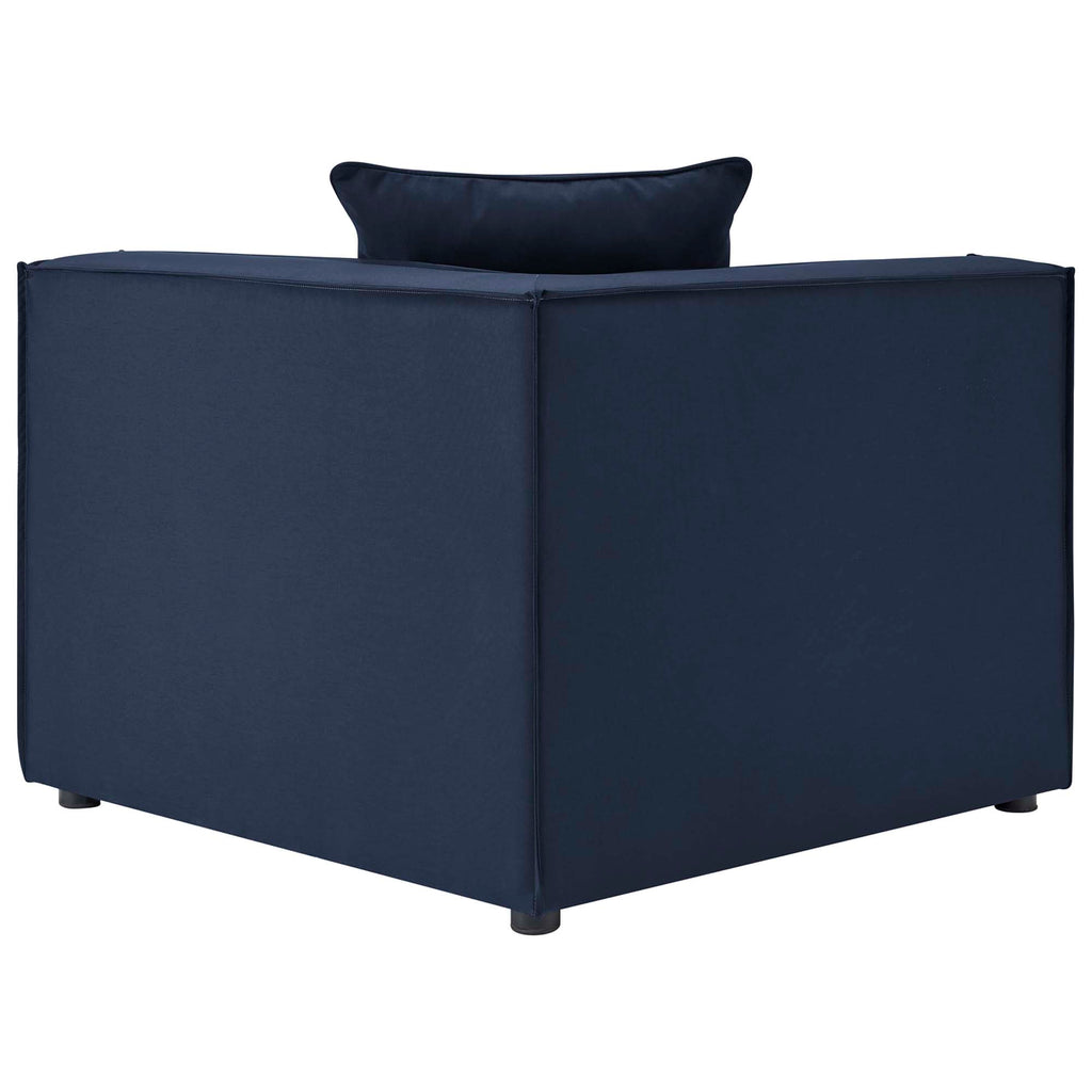Saybrook 5-Piece Outdoor Patio Upholstered Sectional Sofa - Navy (2 Armless Chairs, 3 Corner Chairs)