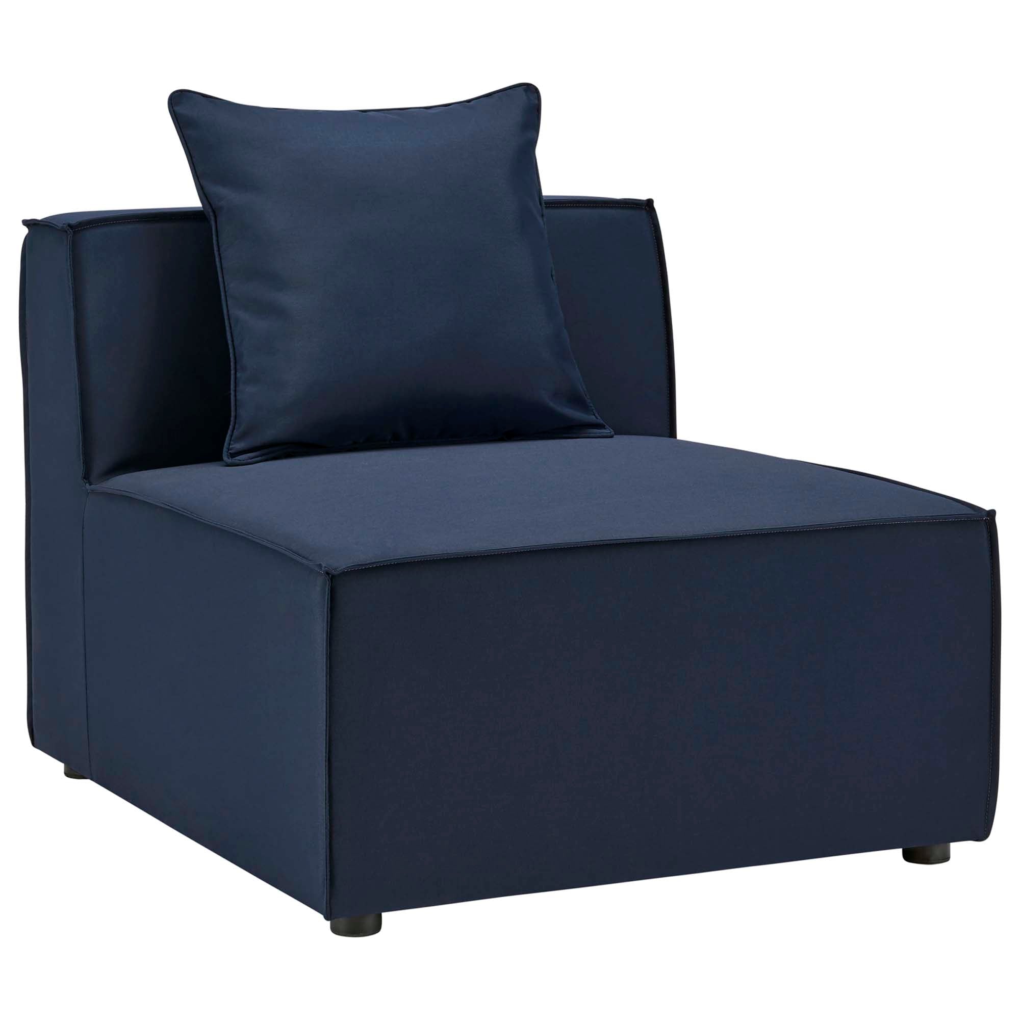 Saybrook 5-Piece Outdoor Patio Upholstered Sectional Sofa - Navy (2 Armless Chairs, 3 Corner Chairs)
