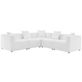 Saybrook 5-Piece Outdoor Patio Upholstered Sectional Sofa - White (2 Armless Chairs, 3 Corner Chairs)