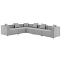 Saybrook 6-Piece Outdoor Patio Upholstered Sectional Sofa - Gray (3 Armless Chairs, 3 Corner Chairs)