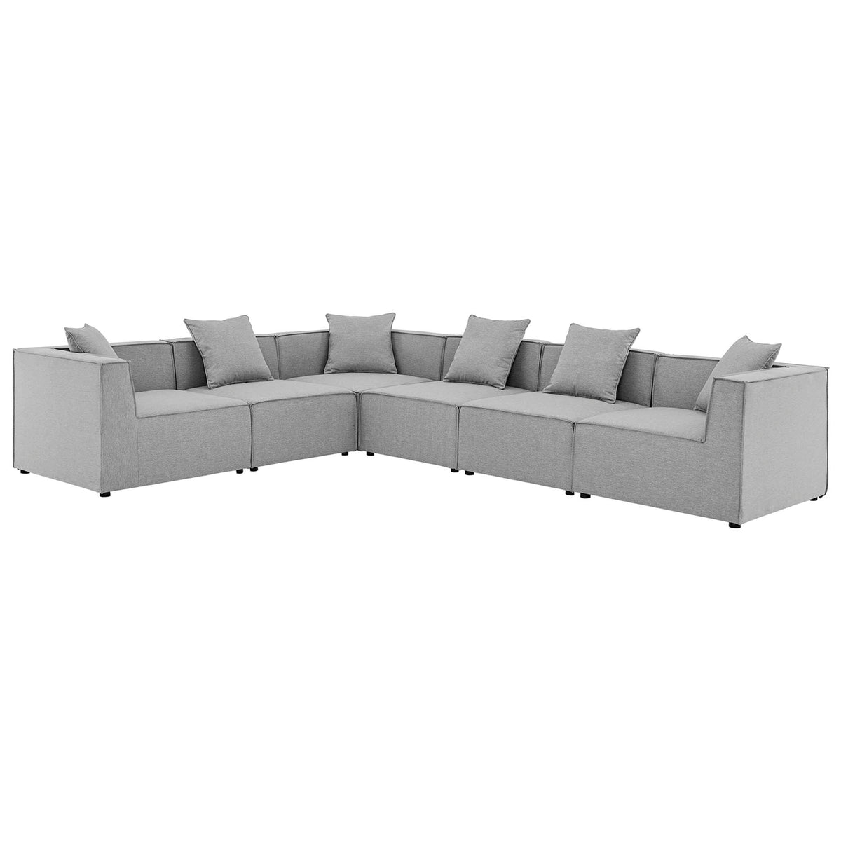 Saybrook 6-Piece Outdoor Patio Upholstered Sectional Sofa - Gray (3 Armless Chairs, 3 Corner Chairs)