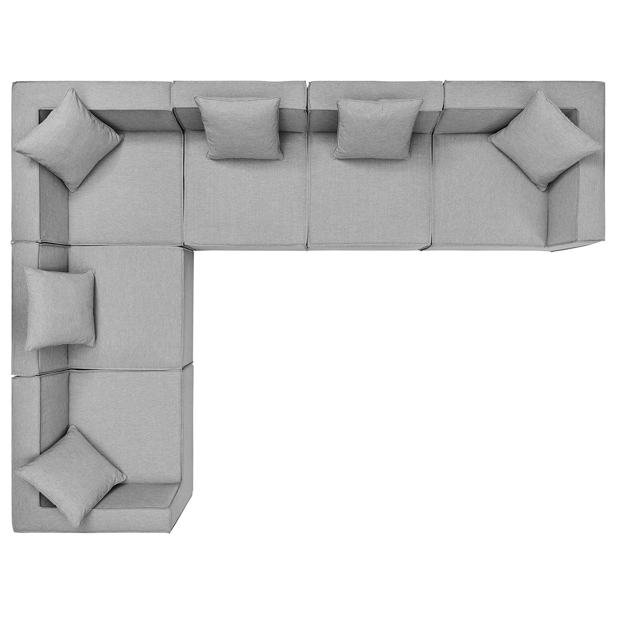Saybrook 6-Piece Outdoor Patio Upholstered Sectional Sofa - Gray (3 Armless Chairs, 3 Corner Chairs)