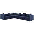 Saybrook 6-Piece Outdoor Patio Upholstered Sectional Sofa - Navy (3 Armless Chairs, 3 Corner Chairs)