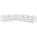Saybrook 6-Piece Outdoor Patio Upholstered Sectional Sofa - White (3 Armless Chairs, 3 Corner Chairs)