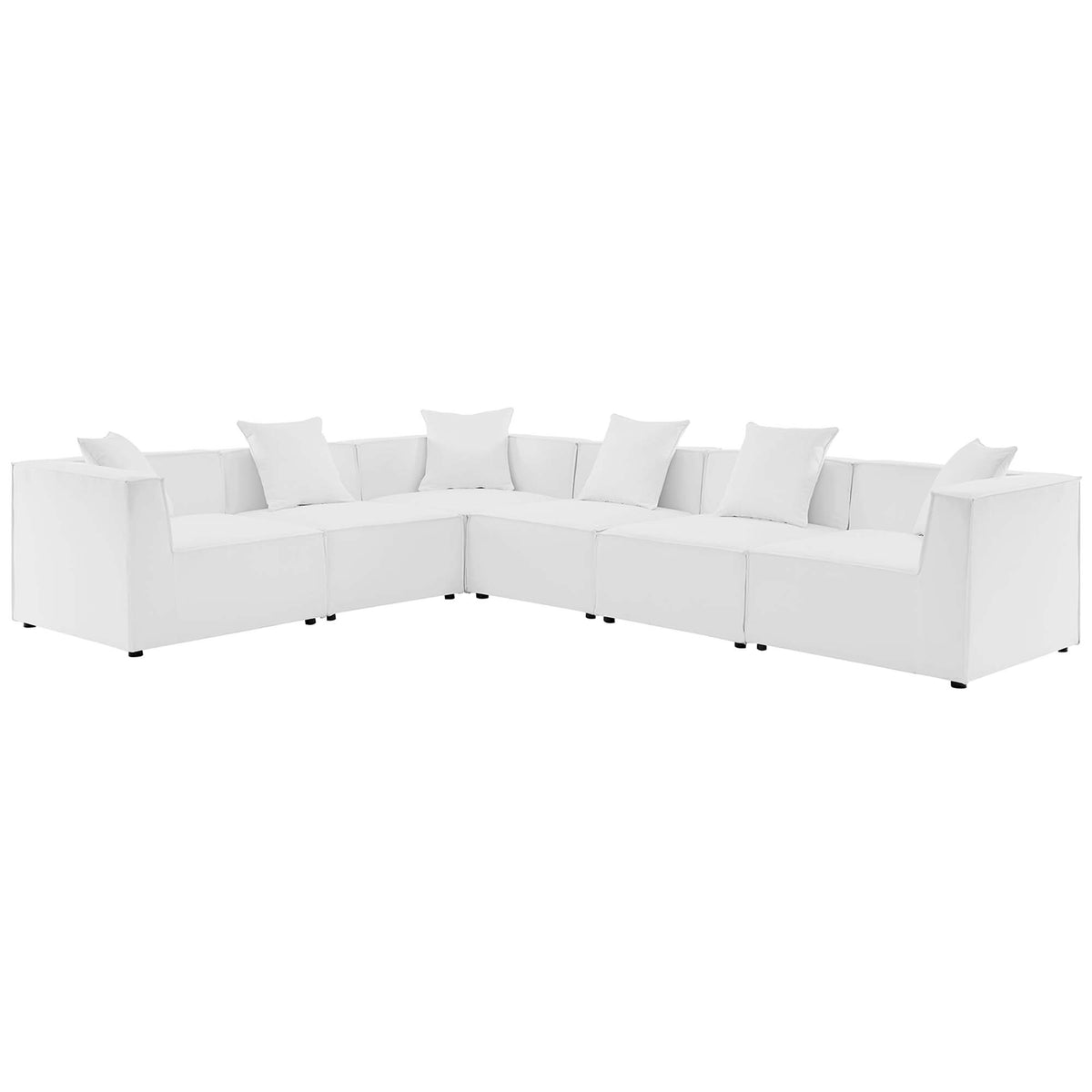 Saybrook 6-Piece Outdoor Patio Upholstered Sectional Sofa - White (3 Armless Chairs, 3 Corner Chairs)
