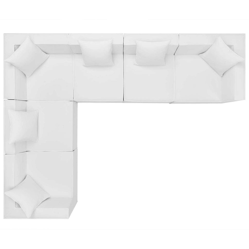 Saybrook 6-Piece Outdoor Patio Upholstered Sectional Sofa - White (3 Armless Chairs, 3 Corner Chairs)