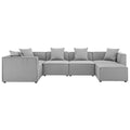 Saybrook 6-Piece Outdoor Patio Upholstered Sectional Sofa - Gray (2 Armless Chairs, 3 Corner Chairs, Ottoman)