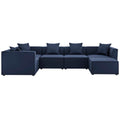 Saybrook 6-Piece Outdoor Patio Upholstered Sectional Sofa - Navy (2 Armless Chairs, 3 Corner Chairs, Ottoman)