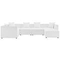 Saybrook 6-Piece Outdoor Patio Upholstered Sectional Sofa - White (2 Armless Chairs, 3 Corner Chairs, Ottoman)