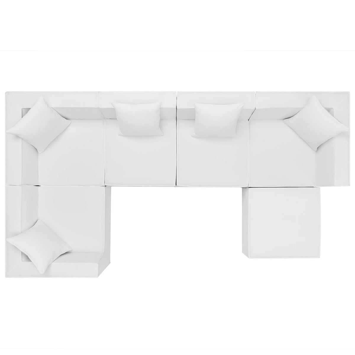 Saybrook 6-Piece Outdoor Patio Upholstered Sectional Sofa - White (2 Armless Chairs, 3 Corner Chairs, Ottoman)