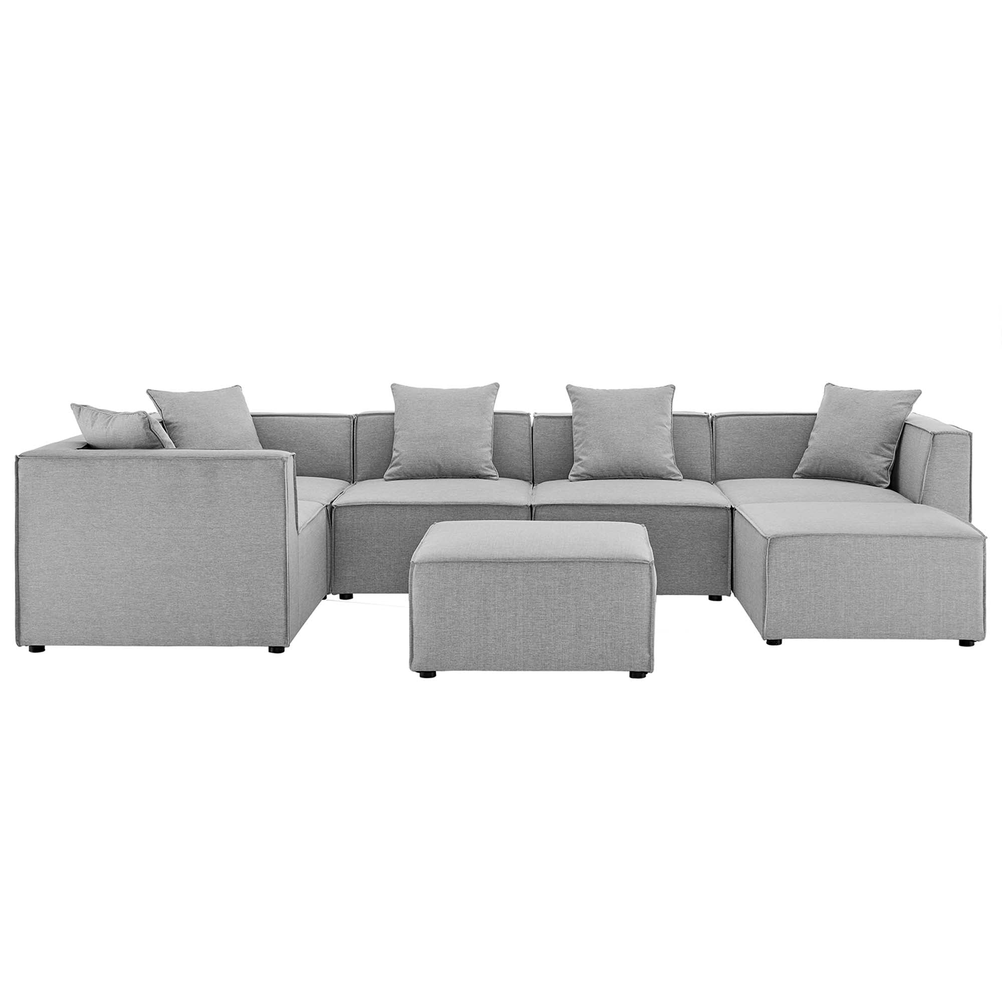 Saybrook 7-Piece Outdoor Patio Upholstered Sectional Sofa - Gray