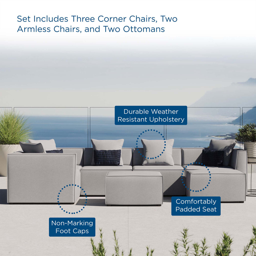Saybrook 7-Piece Outdoor Patio Upholstered Sectional Sofa - Gray