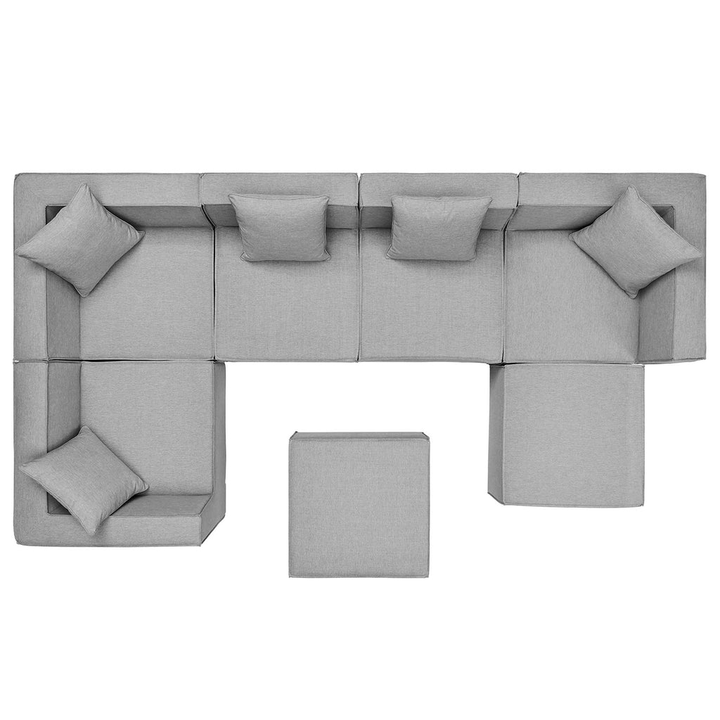Saybrook 7-Piece Outdoor Patio Upholstered Sectional Sofa - Gray