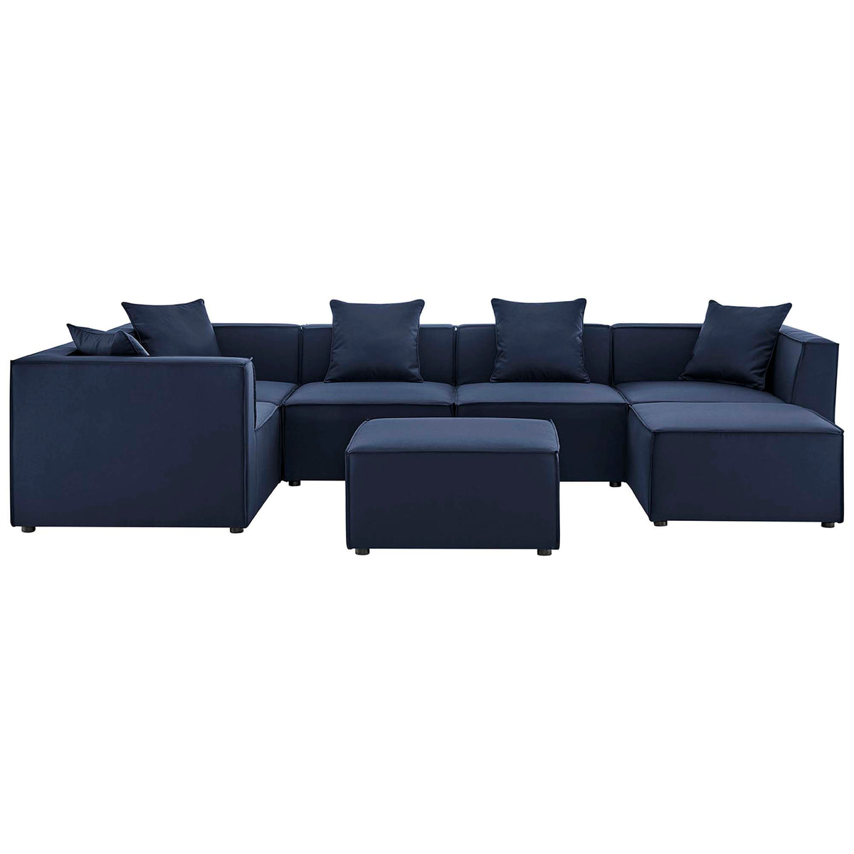 Saybrook 7-Piece Outdoor Patio Upholstered Sectional Sofa - Navy