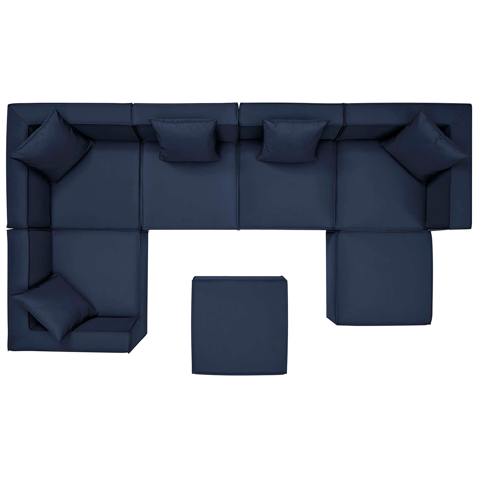 Saybrook 7-Piece Outdoor Patio Upholstered Sectional Sofa - Navy