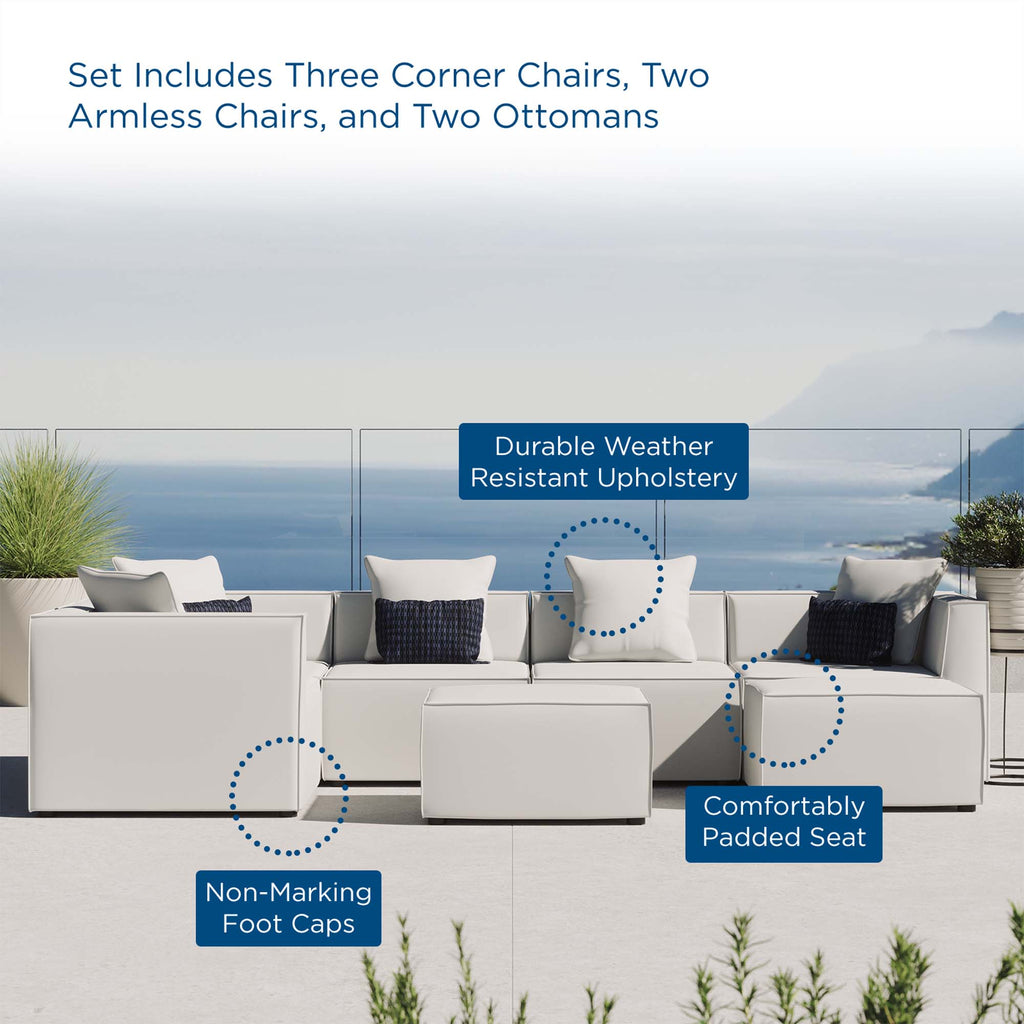 Saybrook 7-Piece Outdoor Patio Upholstered Sectional Sofa - White