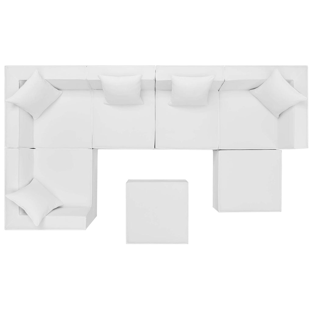 Saybrook 7-Piece Outdoor Patio Upholstered Sectional Sofa - White