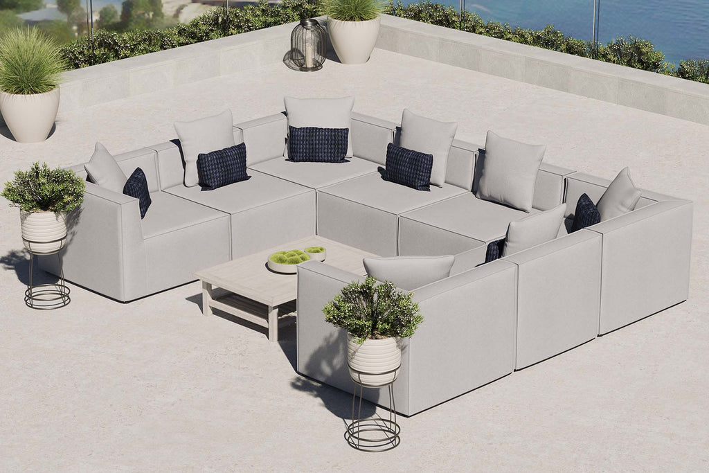 Saybrook 8-Piece Outdoor Patio Upholstered Sectional Sofa - Gray