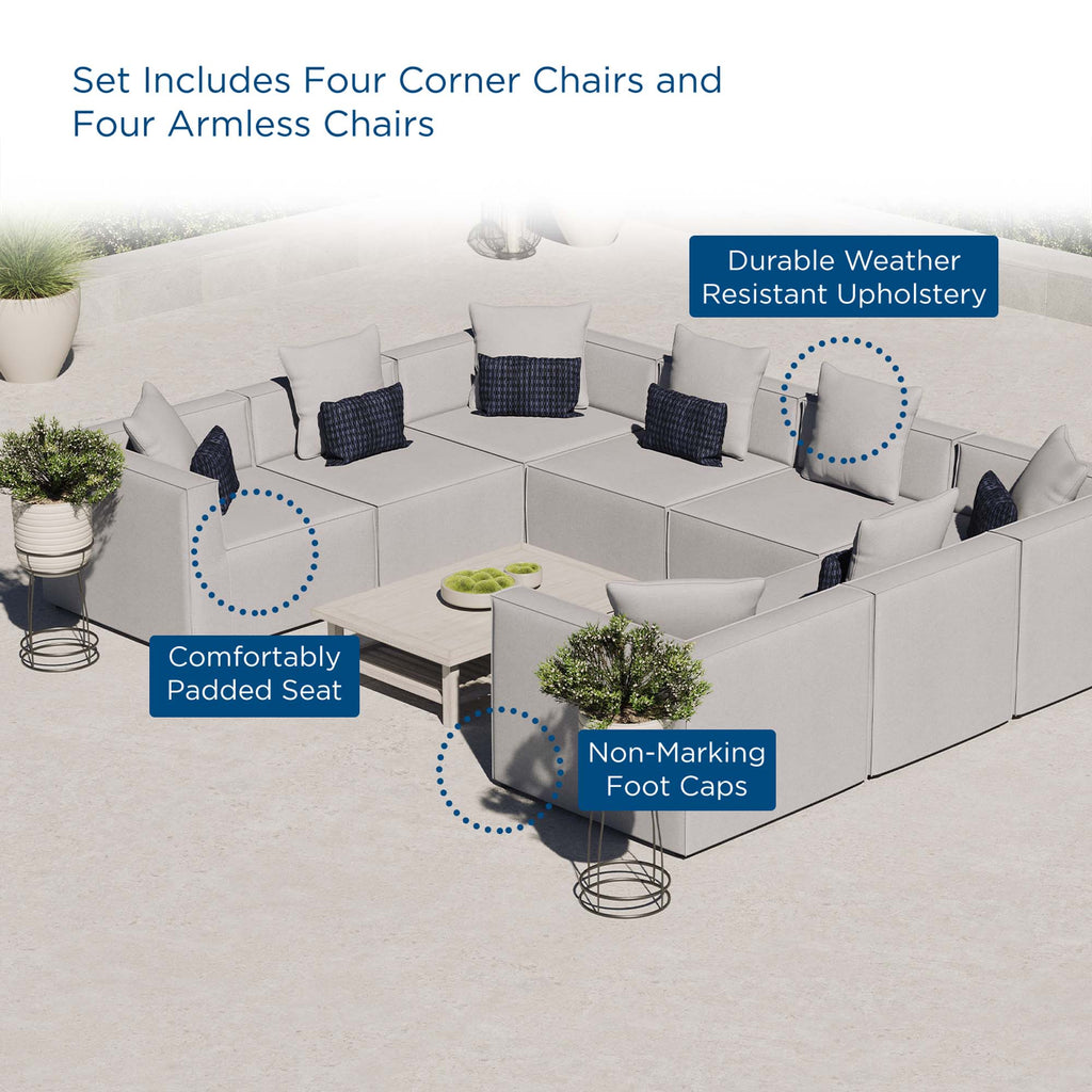 Saybrook 8-Piece Outdoor Patio Upholstered Sectional Sofa - Gray