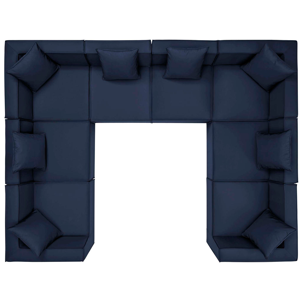 Saybrook 8-Piece Outdoor Patio Upholstered Sectional Sofa - Navy
