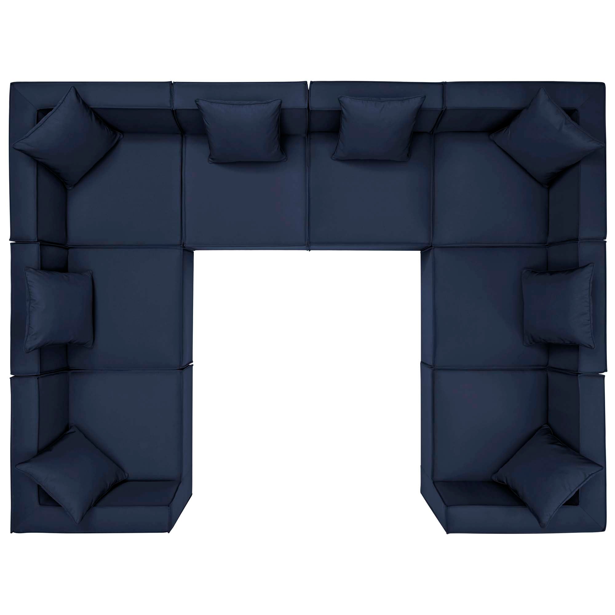Saybrook 8-Piece Outdoor Patio Upholstered Sectional Sofa - Navy