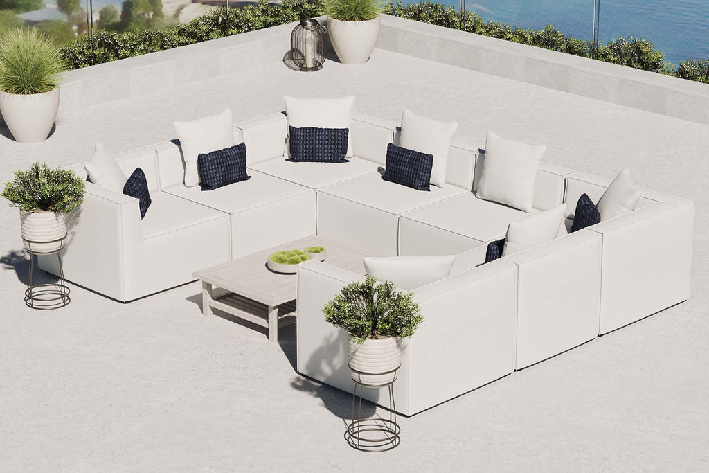 Saybrook 8-Piece Outdoor Patio Upholstered Sectional Sofa - White