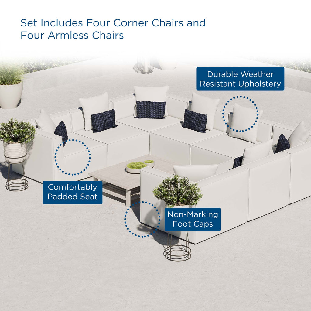 Saybrook 8-Piece Outdoor Patio Upholstered Sectional Sofa - White