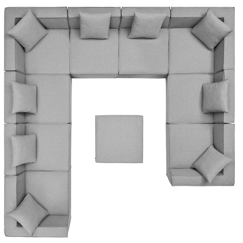 Saybrook 10-Piece Outdoor Patio Upholstered Sectional Sofa - Gray