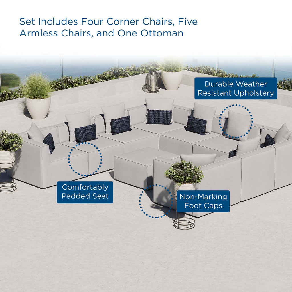 Saybrook 10-Piece Outdoor Patio Upholstered Sectional Sofa - Gray