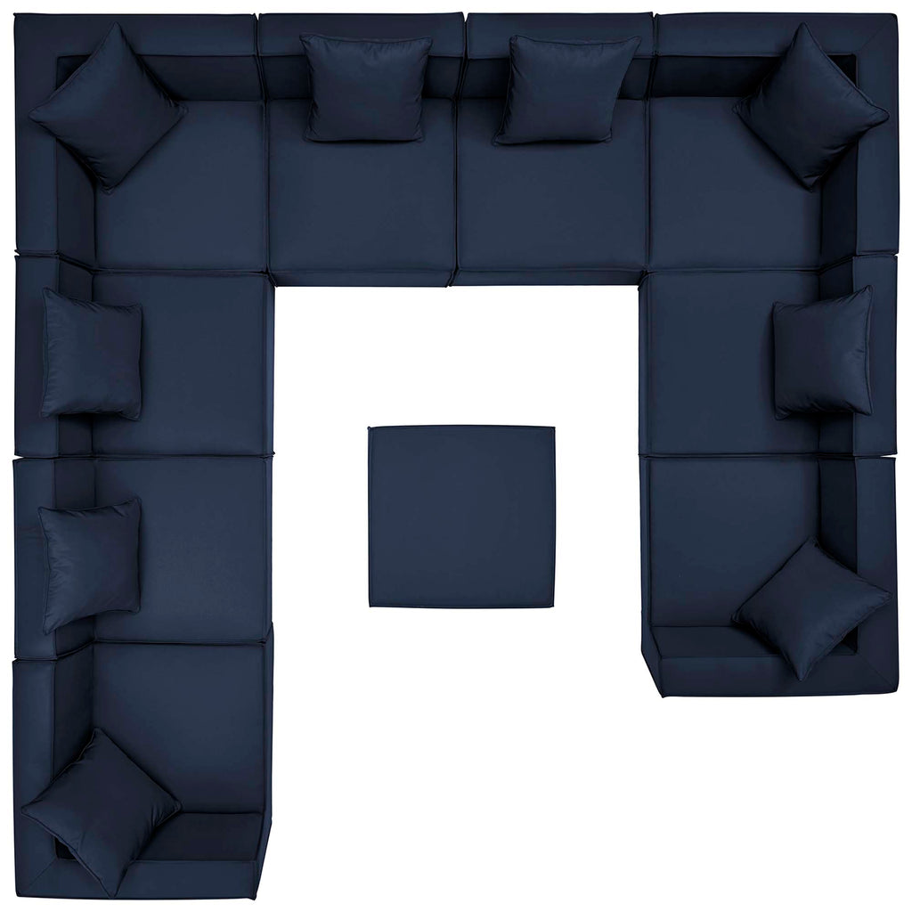 Saybrook 10-Piece Outdoor Patio Upholstered Sectional Sofa - Navy