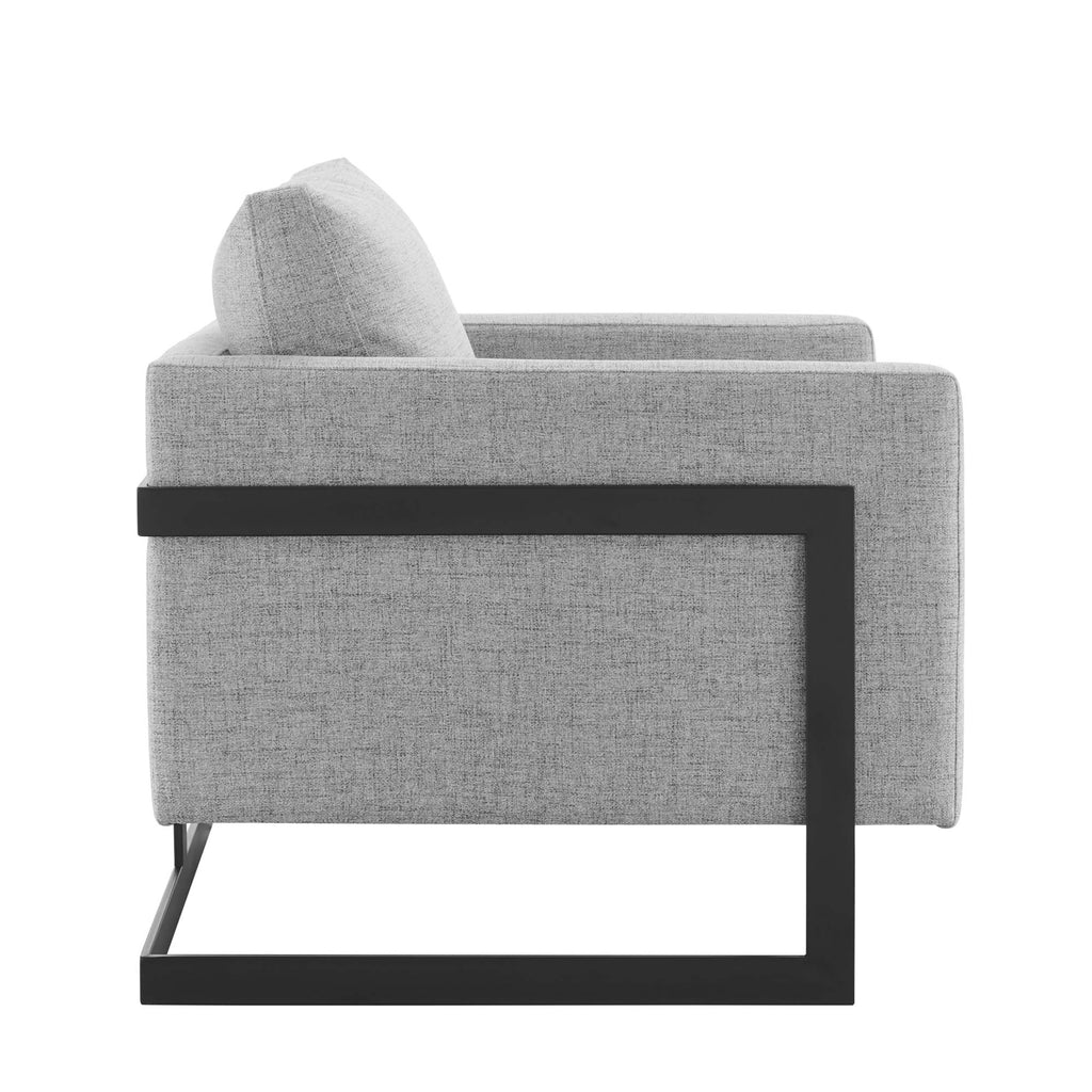 Posse Upholstered Fabric Accent Chair - Black Light Gray