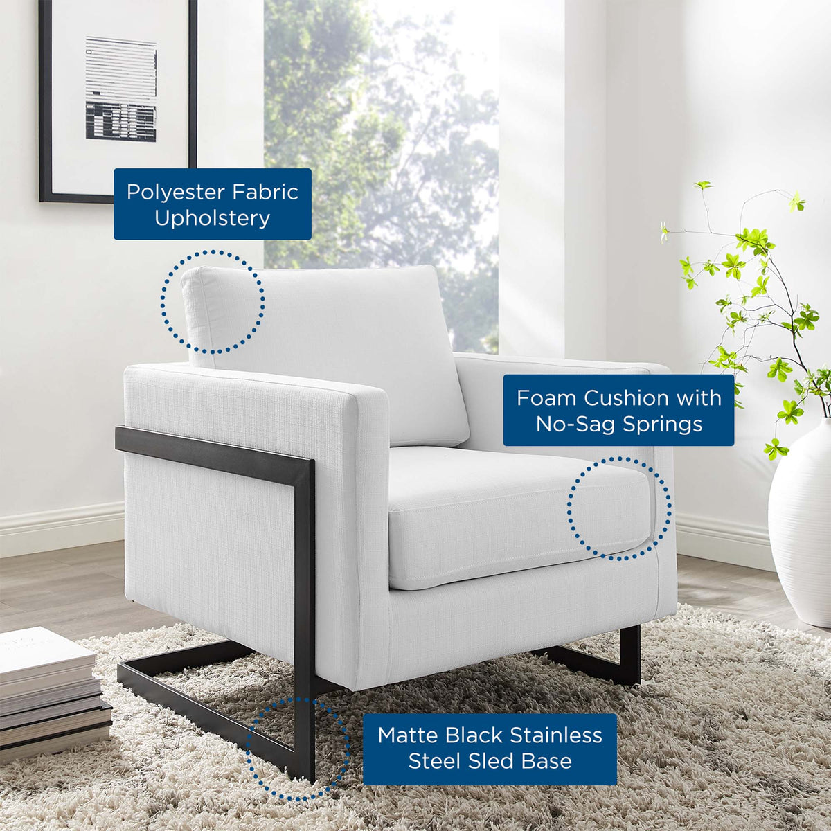 Posse Upholstered Fabric Accent Chair - Black White