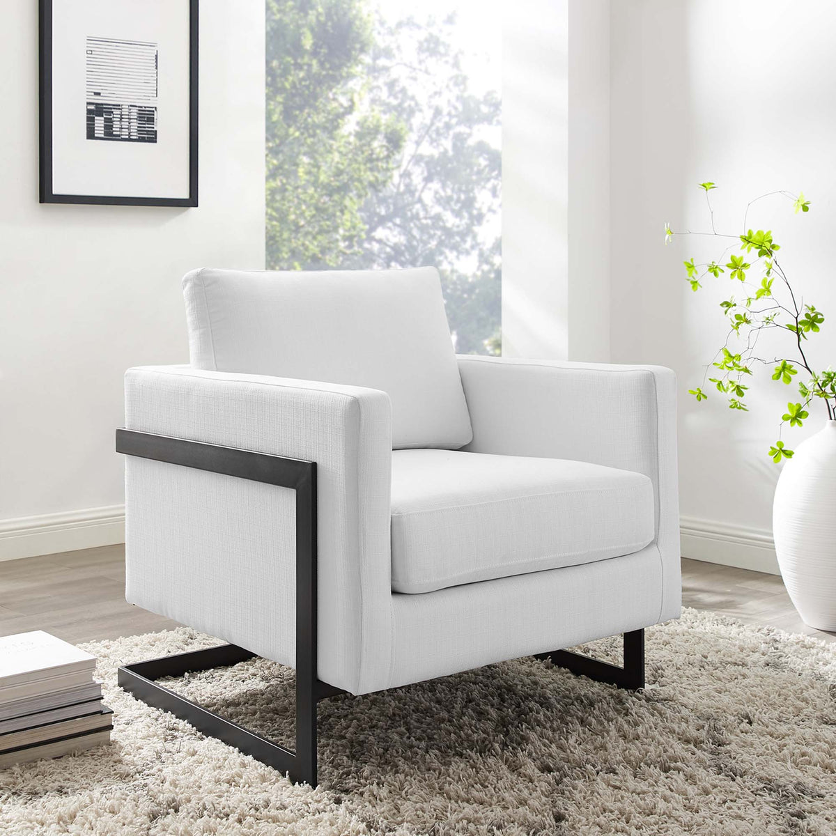 Posse Upholstered Fabric Accent Chair - Black White