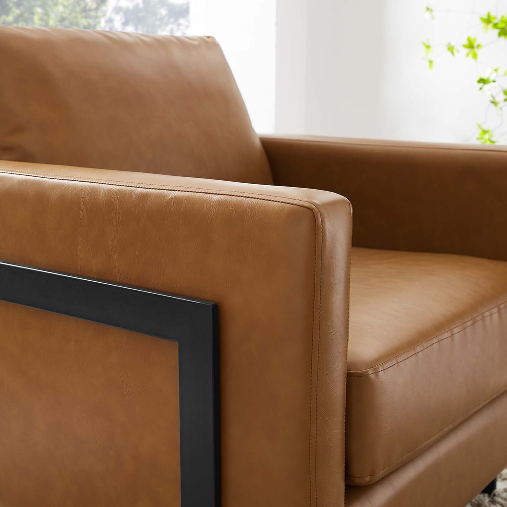 Posse Vegan Leather Accent Chair - Black Tan
