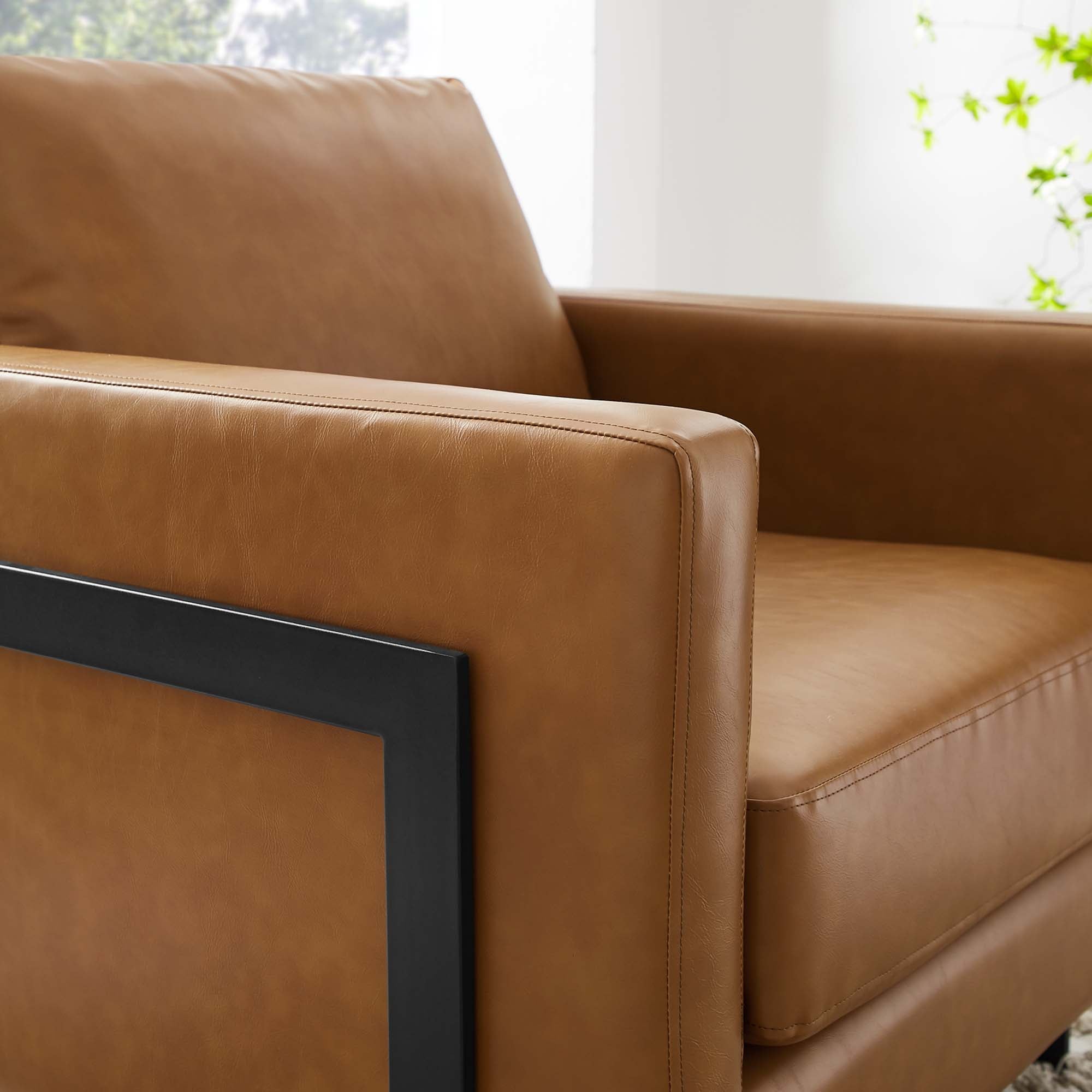 Posse Vegan Leather Accent Chair - Black Tan