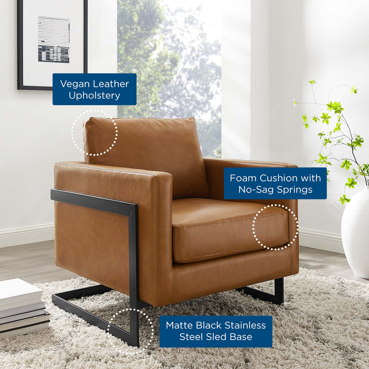 Posse Vegan Leather Accent Chair - Black Tan