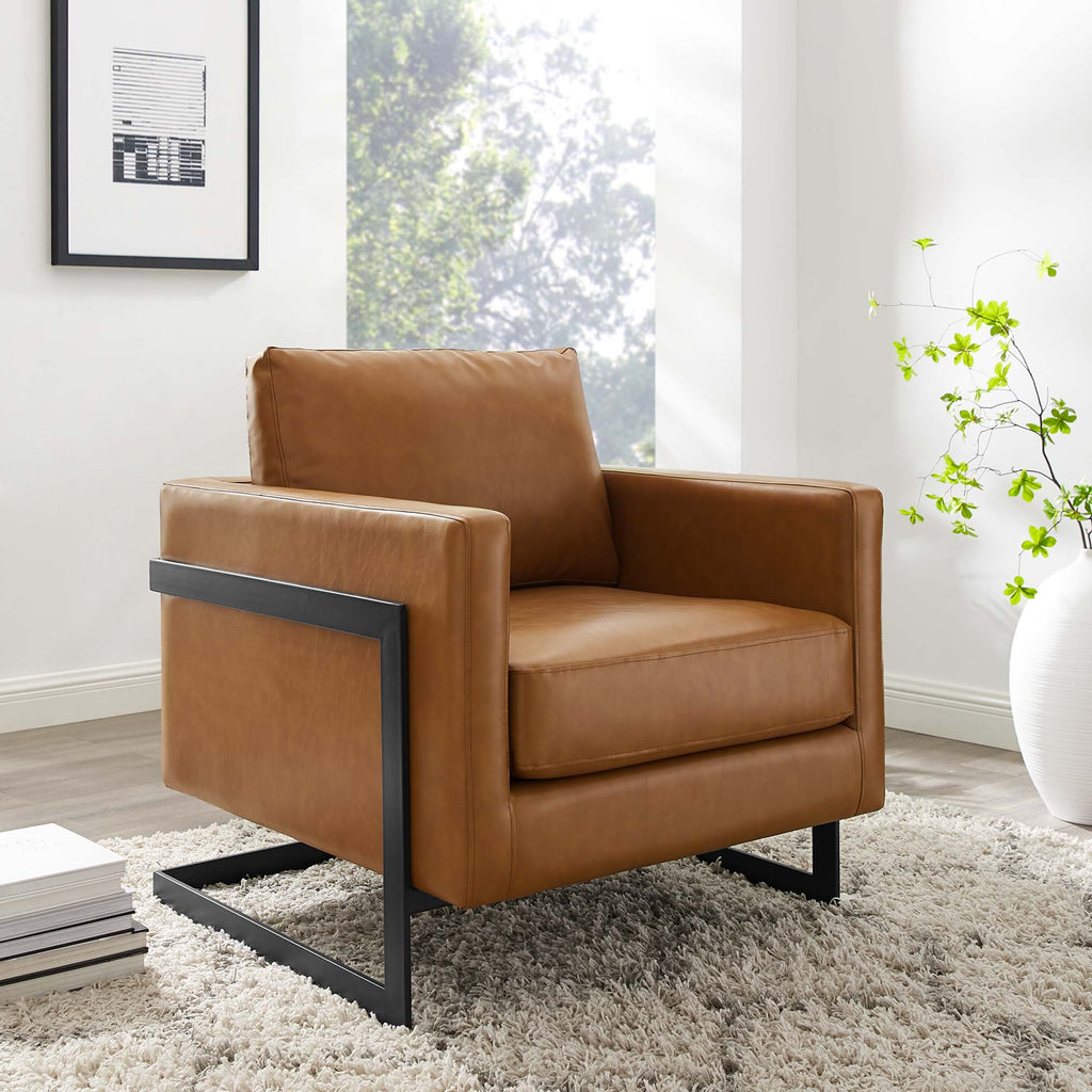 Posse Vegan Leather Accent Chair - Black Tan