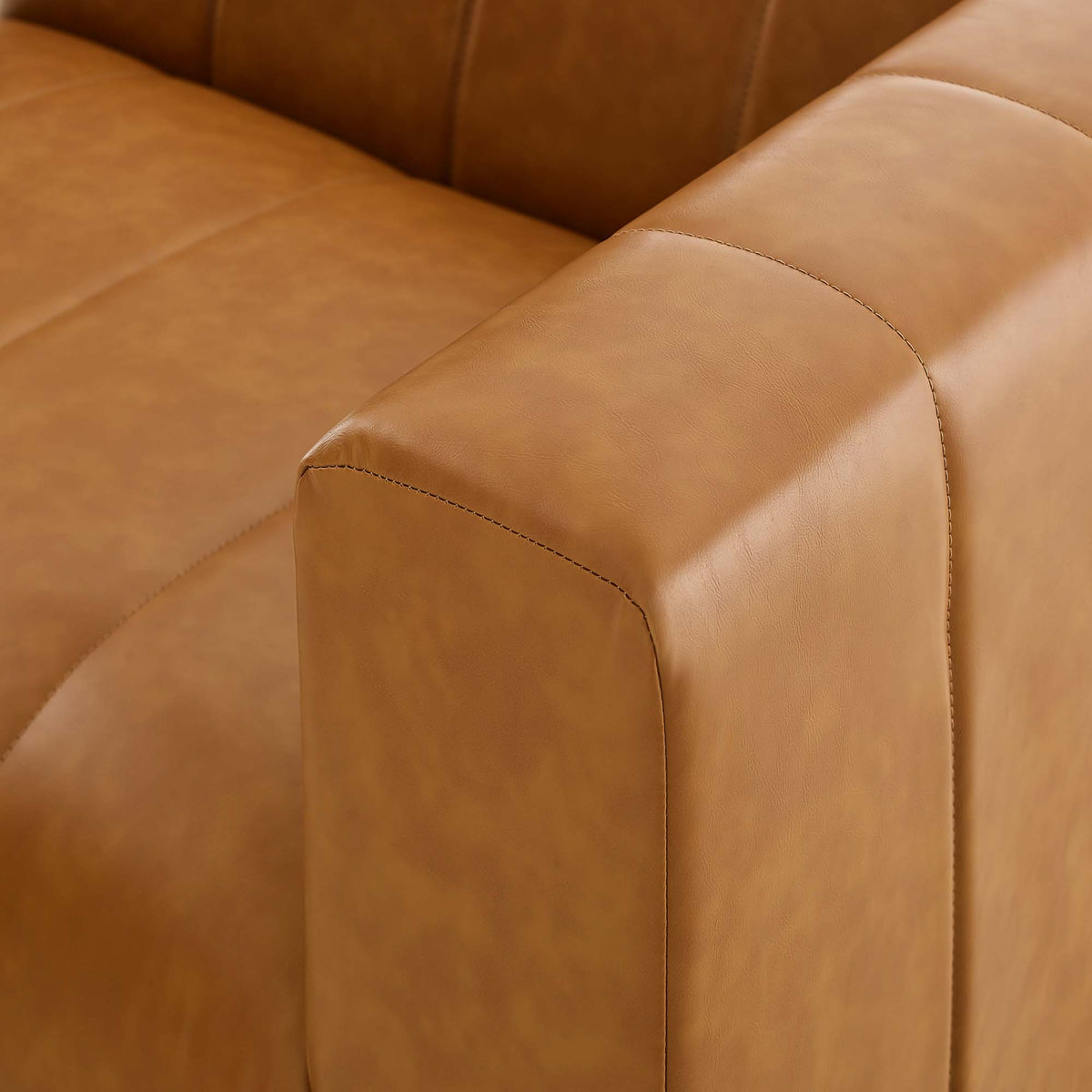 Bartlett Vegan Leather Right-Arm Chair - Tan