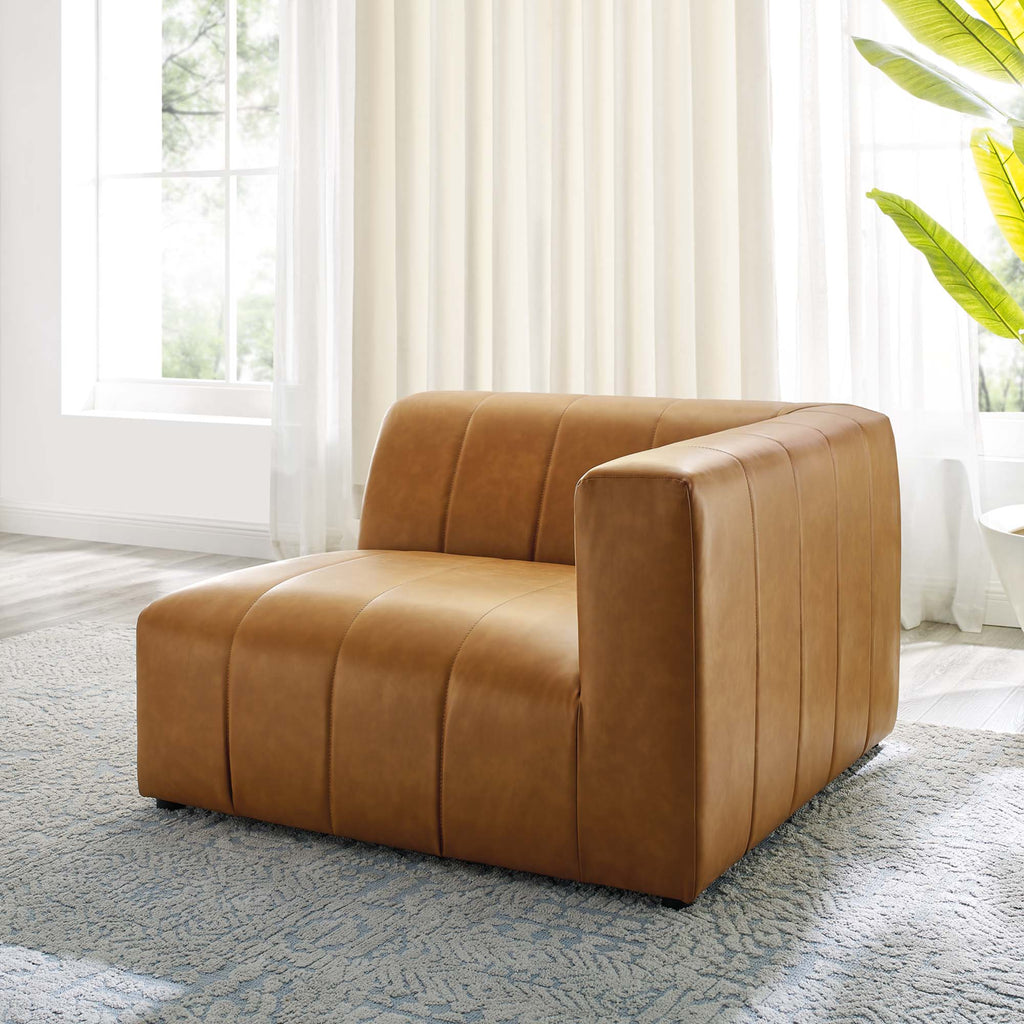 Bartlett Vegan Leather Right-Arm Chair - Tan