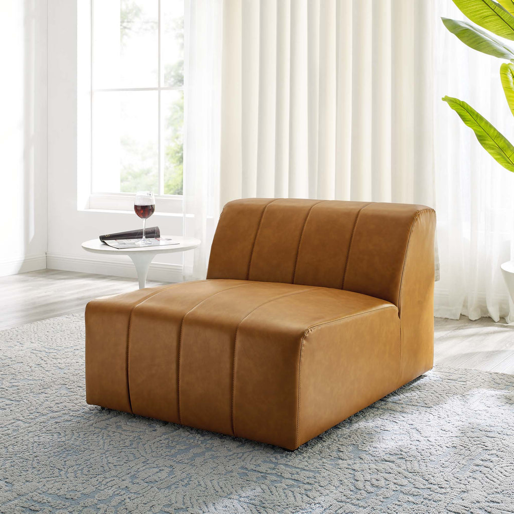 Bartlett Vegan Leather Armless Chair - Tan