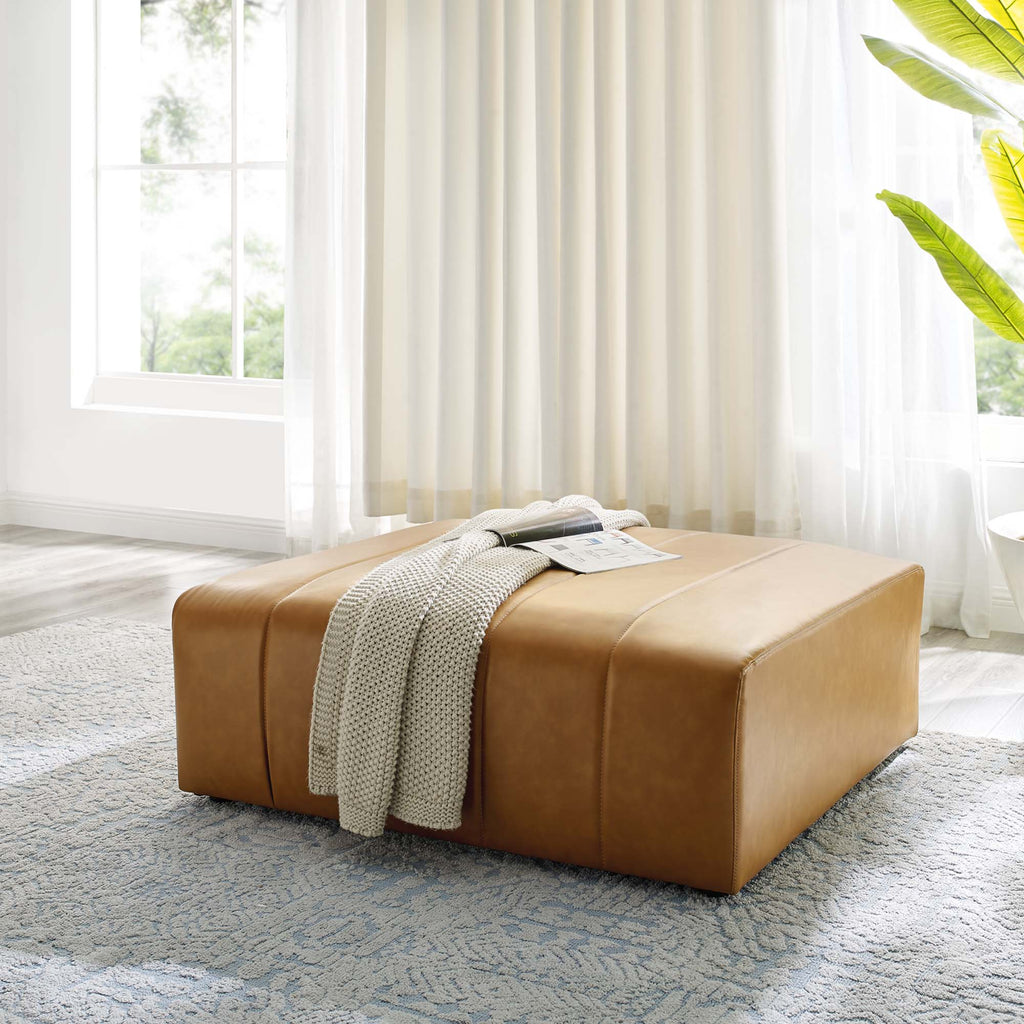 Bartlett Vegan Leather Ottoman - Tan