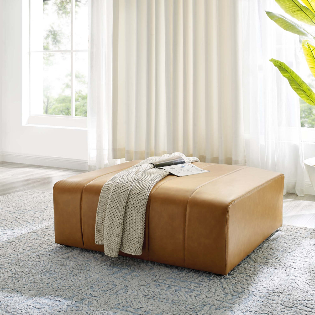 Bartlett Vegan Leather Ottoman - Tan