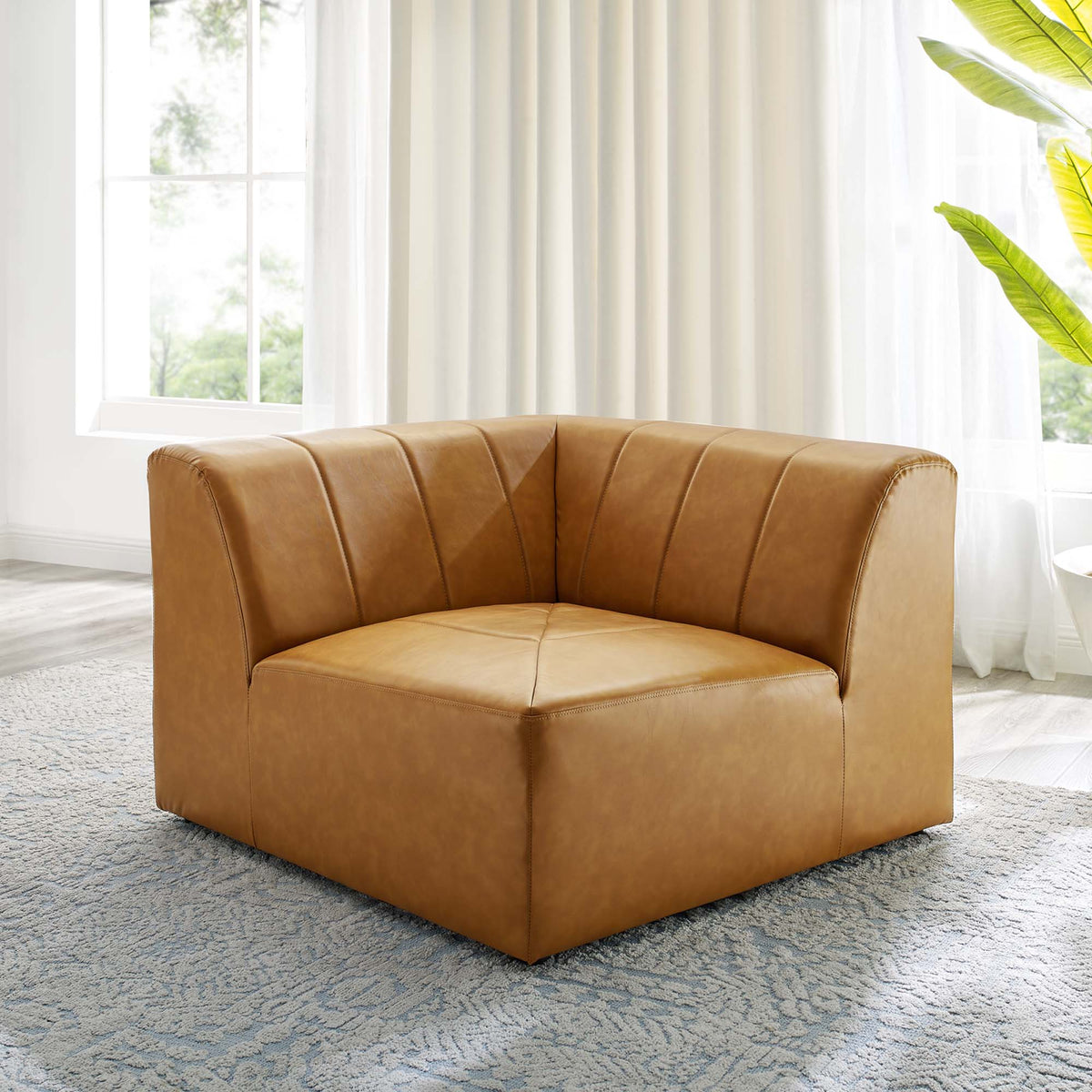 Bartlett Vegan Leather Corner Chair - Tan