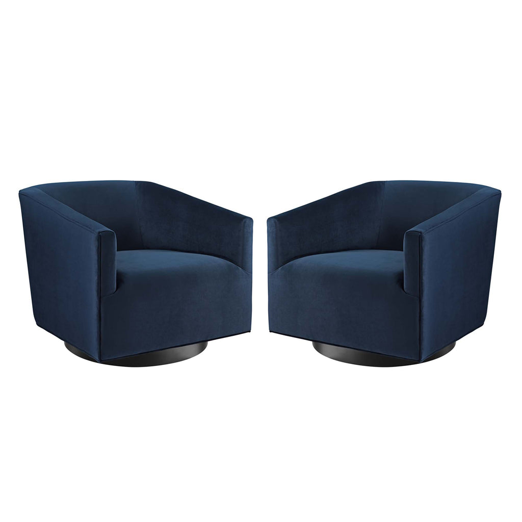 Twist Performance Velvet Swivel Chair Set of 2 - Midnight Blue