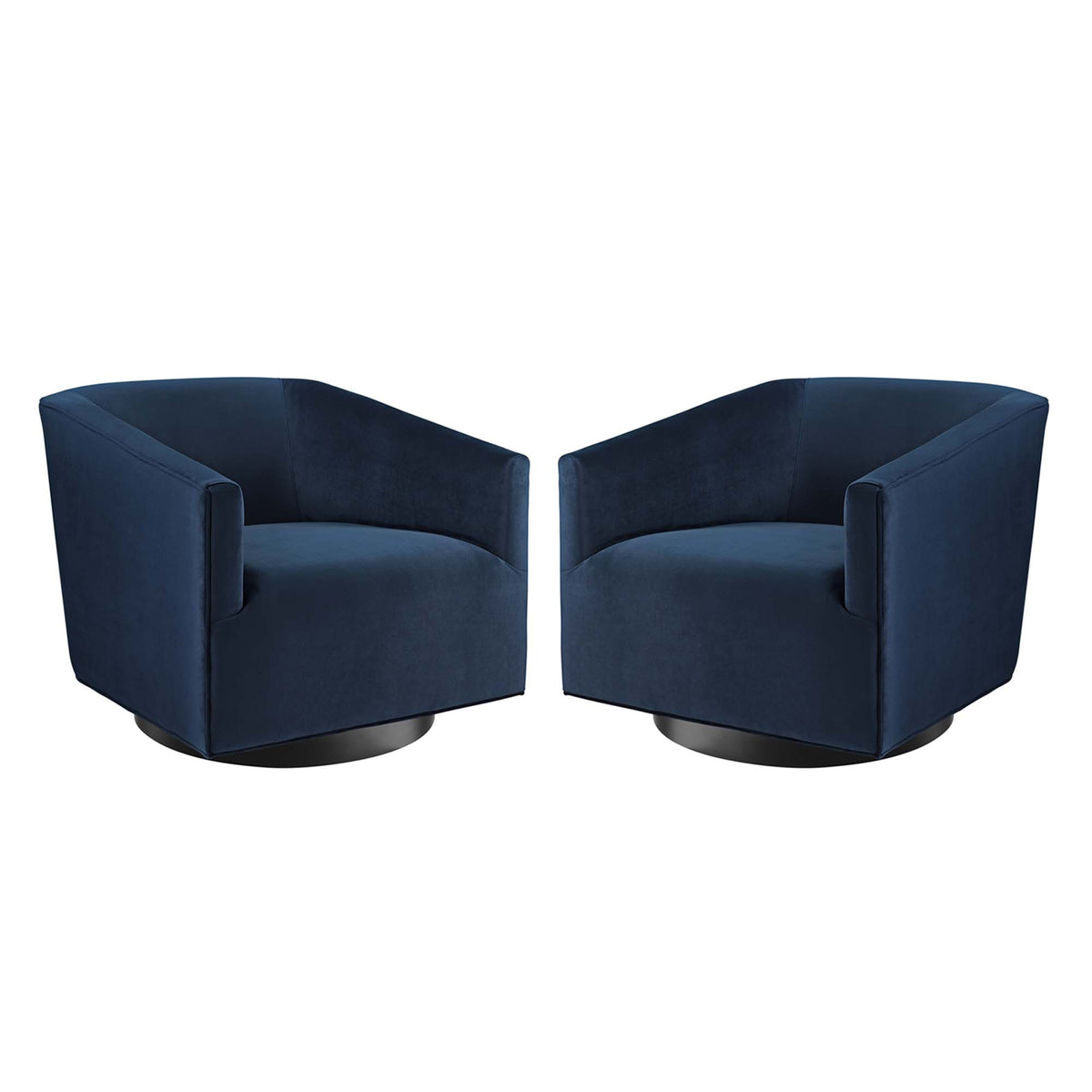 Twist Performance Velvet Swivel Chair Set of 2 - Midnight Blue